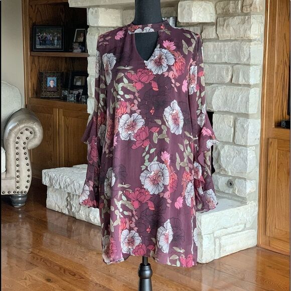 𝅺Charlotte‎ Russe Bohemian Floral Print Midi Dress - Picture 1 of 14